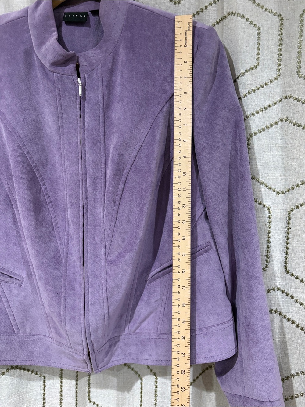 Tribal Faux suede lavender Women's Moto Jacket Size 14 - Picture 9 of 9